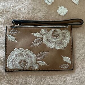Floral Embroidered Wristlet Clutch